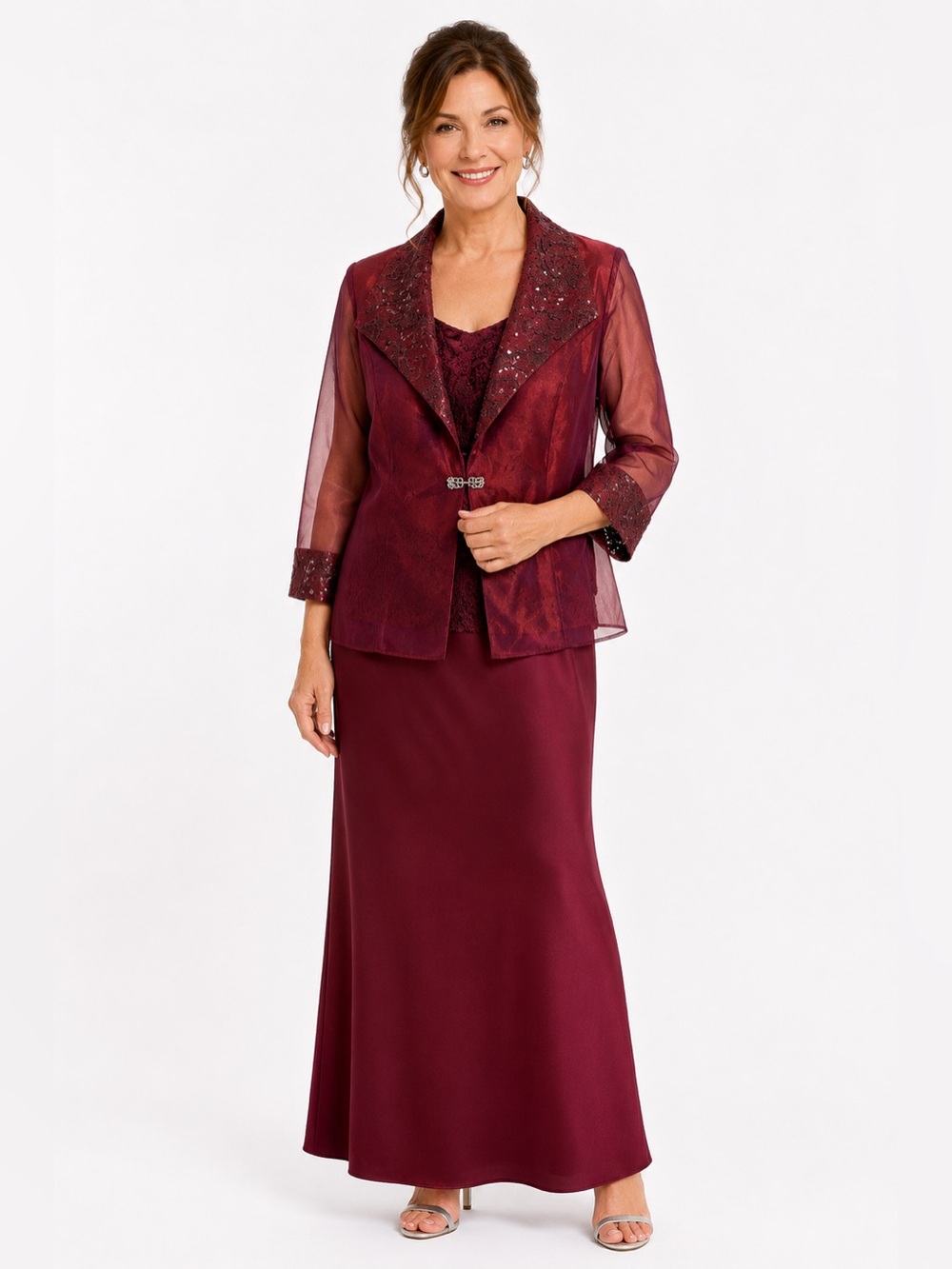 Bellissima Elegant Beaded Evening Jacket & Skirt Set. Ptp approx 20, length 49